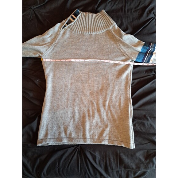 Smartwool Isto Sport Heather Grey with Blue Accent Mock Neck Sweater Size Large - Picture 6 of 13